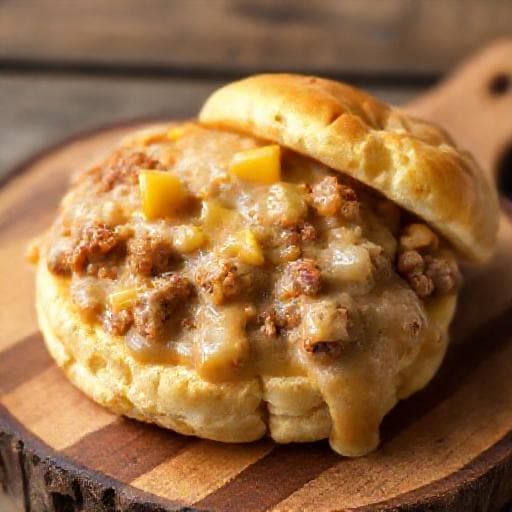 Smoked Sausage Gravy with Cheddar Biscuits