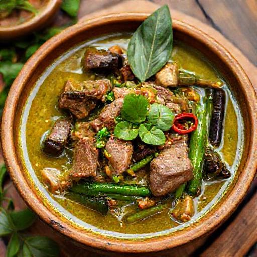 Southern Thai Green Curry with Beef (Gaeng Tai Pla Style)