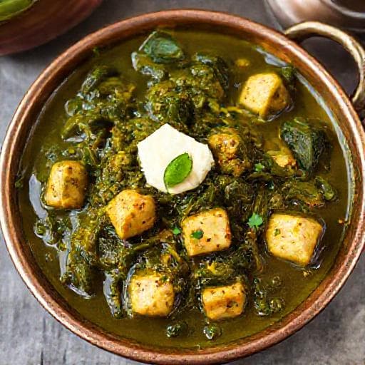 Palak Paneer with Mustard Greens (Sarson Palak Paneer)