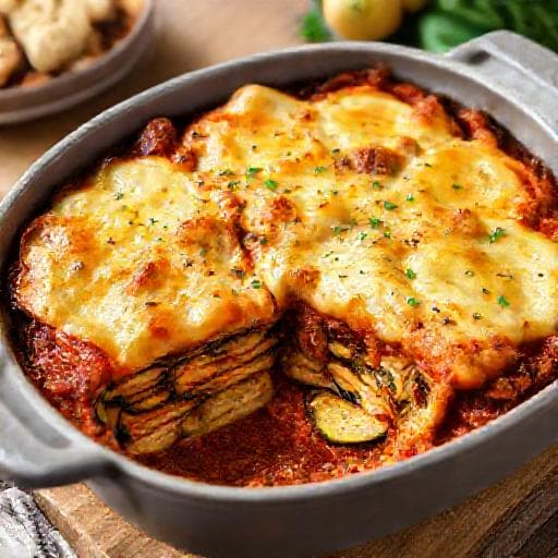 Moussaka with Zucchini and Potato Layers