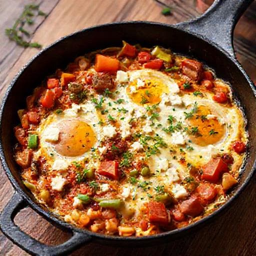 Menemen with Sucuk and Cheese