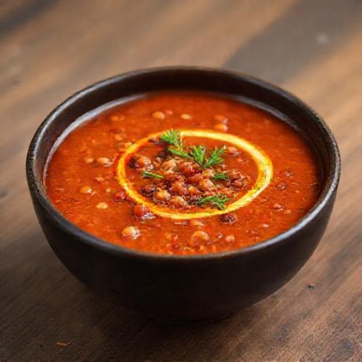 Spicy Turkish Lentil Soup with Bulgur
