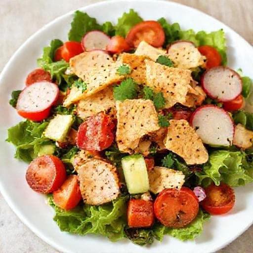 Quick Fattoush with Mixed Greens