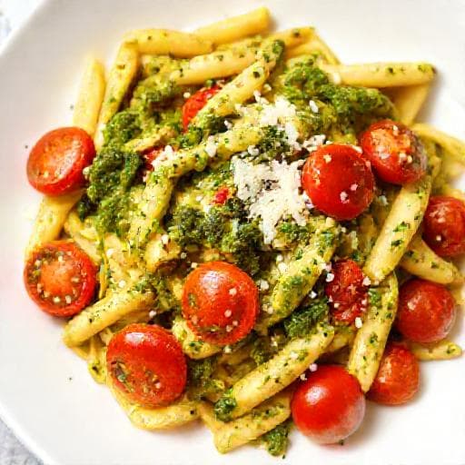 Quick Pesto Pasta with Cherry Tomatoes