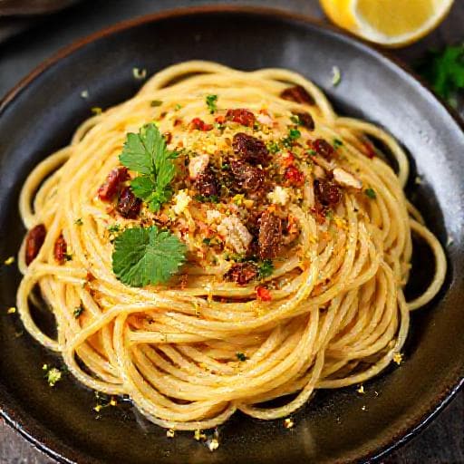 Spaghetti Aglio e Olio with Anchovies and Lemon