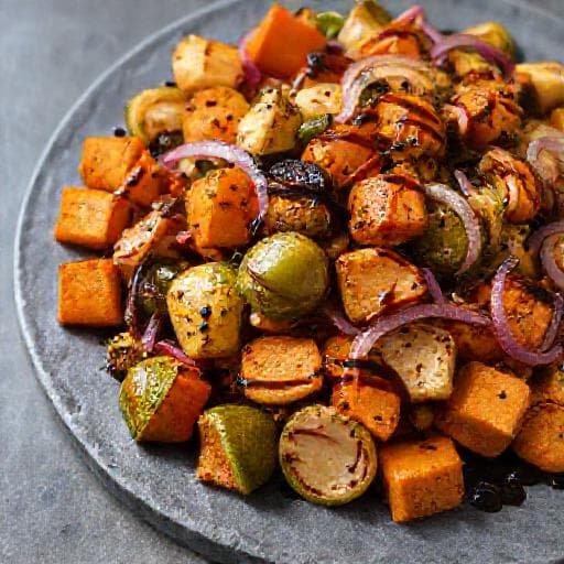 Quick Roasted Vegetable Salad with Balsamic Glaze