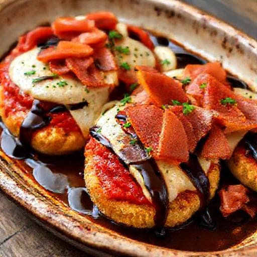 Chicken Parmigiana with Prosciutto and Balsamic Glaze