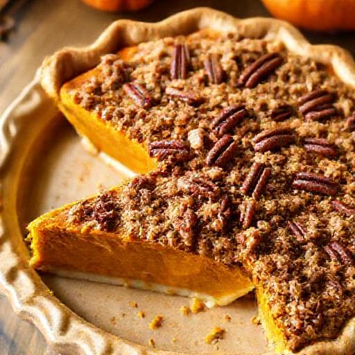 Spiced Pumpkin Pie with Pecan Streusel