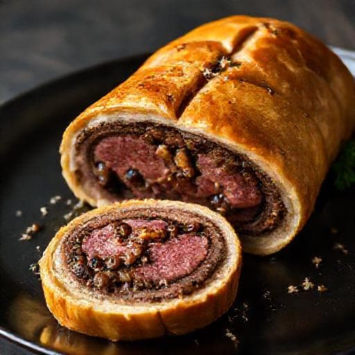 Beef Wellington with Mushroom and Truffle Duxelles
