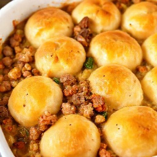 Quick Sausage and Biscuit Dumpling Bake