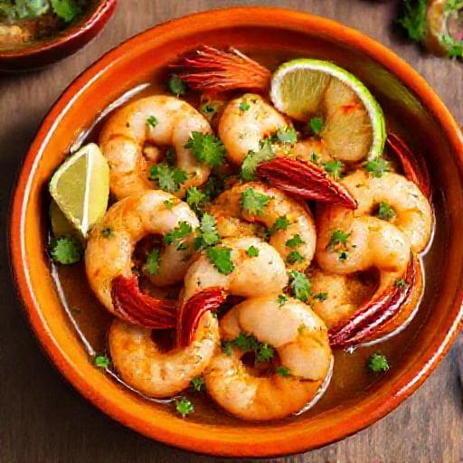 Camarones al Mojo de Ajo con Cilantro y Chile Serrano