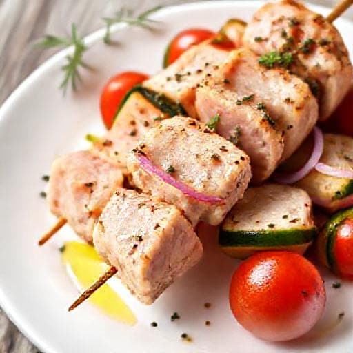 Brzi Ražnjići od Tune s Mediteranskim Povrćem