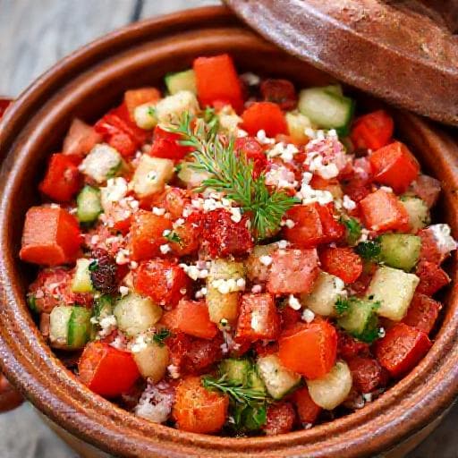 Šopska salata s pečenom paprikom