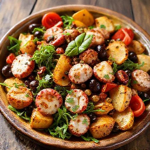 Salata od hobotnice s krumpirom i mediteranskim dodacima