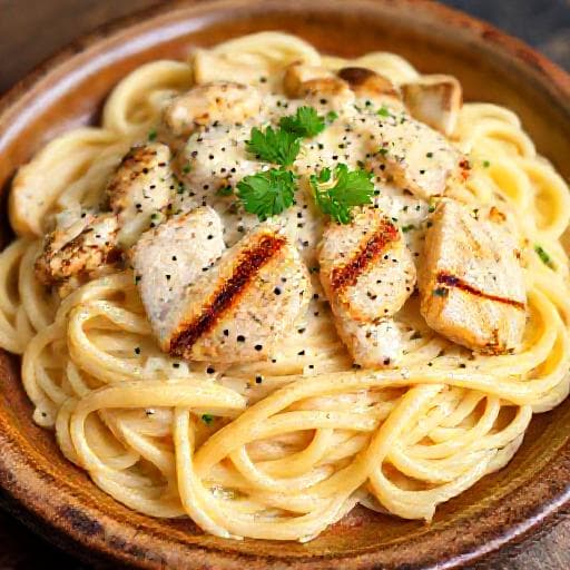 Fettuccine Alfredo s Piletinom