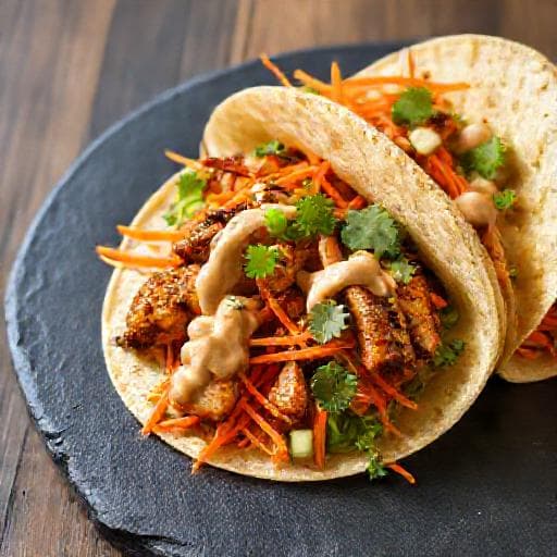Pikantne tortilje s piletinom i umakom od kikirikija