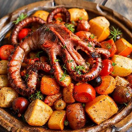 Hobotnica ispod peke s mediteranskim povrćem