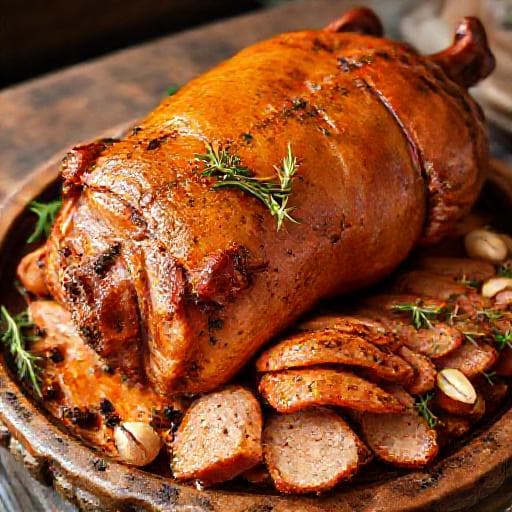 Odojak na ražnju s aromatičnim začinima