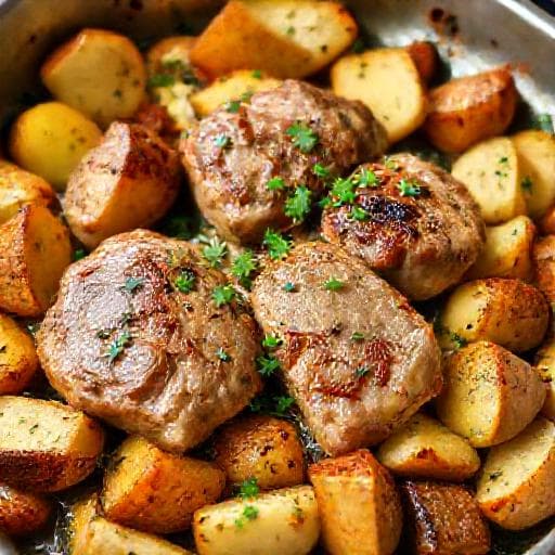 Brza pečena teletina s krumpirom iz jedne posude