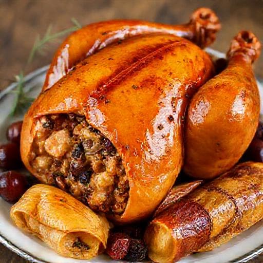 Pečena purica s mlincima i šljivama