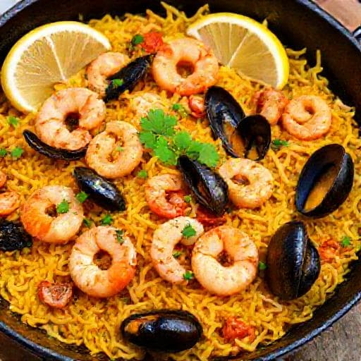 Швидка Паелья з Морепродуктами на Сковорідці
