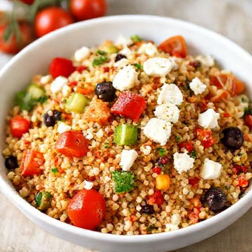 Швидкий кускус з овочами та фетою