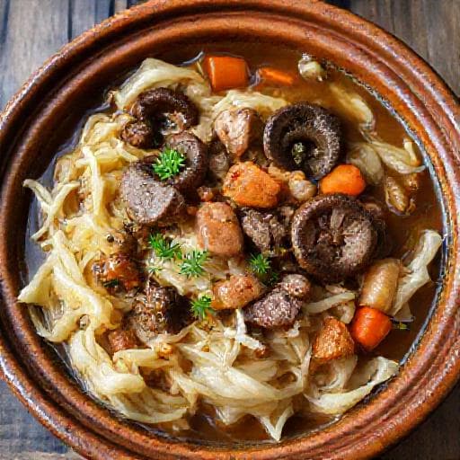 Тушкована капуста з м'ясом та грибами (регіональний варіант)