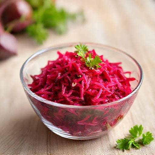 Быстрый салат из свёклы с чесноком и растительным маслом