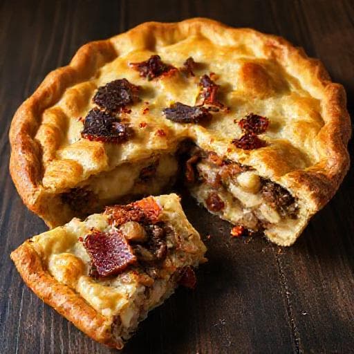 Пирог с картошкой, грибами и копченой грудинкой (Сибирский вариант)