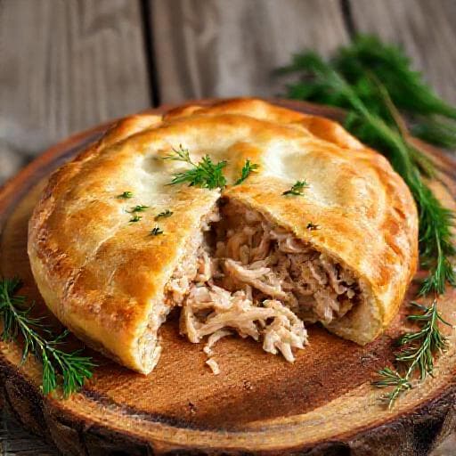 Классический заливной пирог с курицей