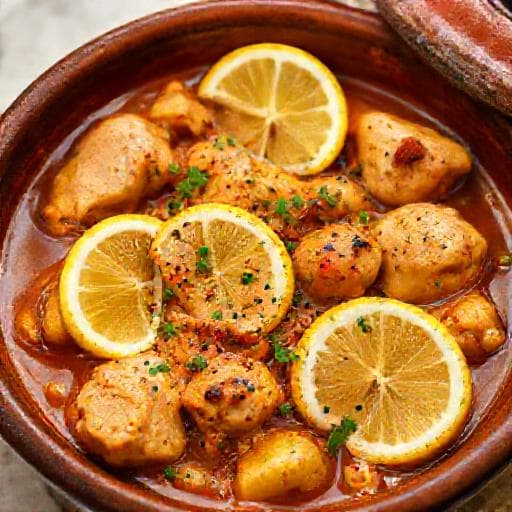 Быстрый тажин с курицей и лимоном