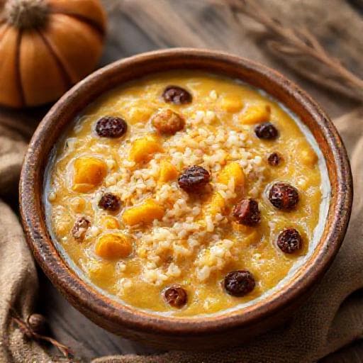 Рисовая молочная каша с тыквой и изюмом