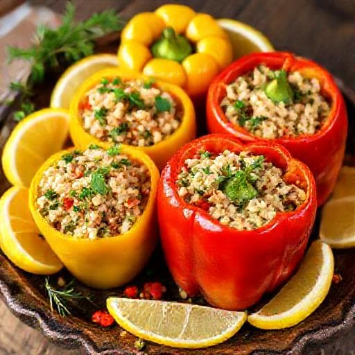 Фаршированные перцы по-гречески (с рисом и травами)