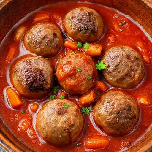 Тефтели в томатном соусе с овощами (по-домашнему)