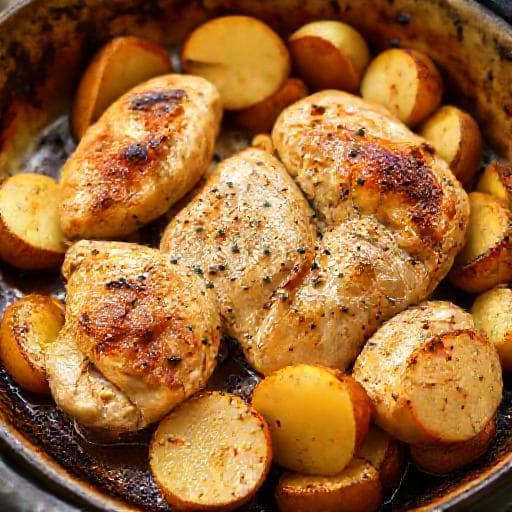 Быстрая курица с картошкой в духовке