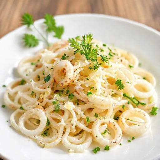 Быстрый салат с кальмарами и сыром