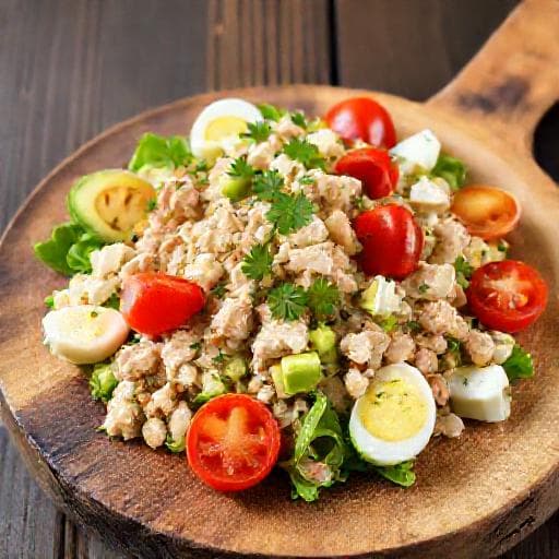 Салат с тунцом, яйцом и авокадо