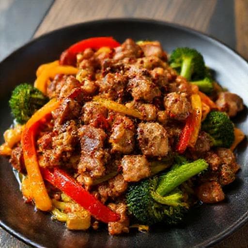 Spicy Sausage and Peppers with Broccolini