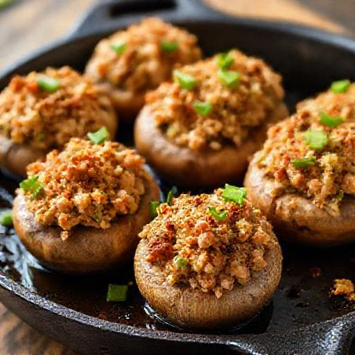 Spicy Cajun Crab-Stuffed Mushrooms