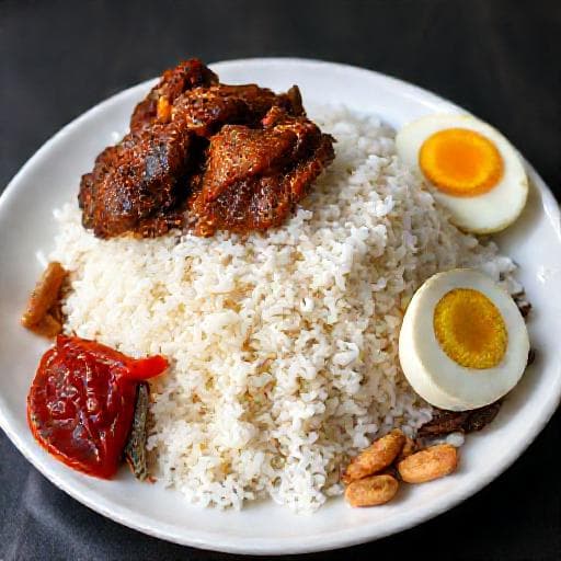 Nasi Lemak with Rendang Ayam (Chicken Rendang Twist)