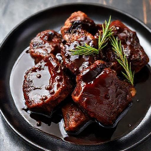 Quick Pan-Seared Short Ribs with Red Wine Reduction