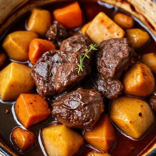 Red Wine Braised Beef Cheeks with Root Vegetables