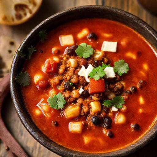 Spicy Chorizo and Hominy Taco Soup