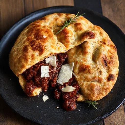 Schiacciata Farcita con Ragù di Cinghiale e Pecorino