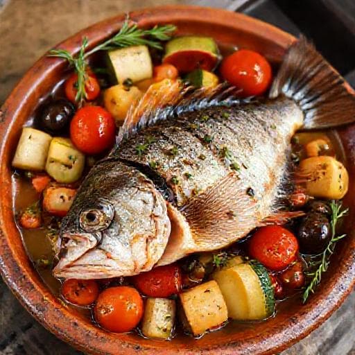 Škarpina na lešo s mediteranskim povrćem i kaparima