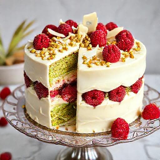 Torta od Pistacija s Bijelom Čokoladom i Malinama