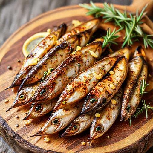 Inćuni na gradele s marinadom od limuna i začinskog bilja