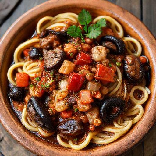 Fuži sa Žgvacetom od Sipe (Istrian Pasta with Cuttlefish Stew)