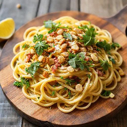 Pljukanci with Pršut, Arugula, and Pine Nuts