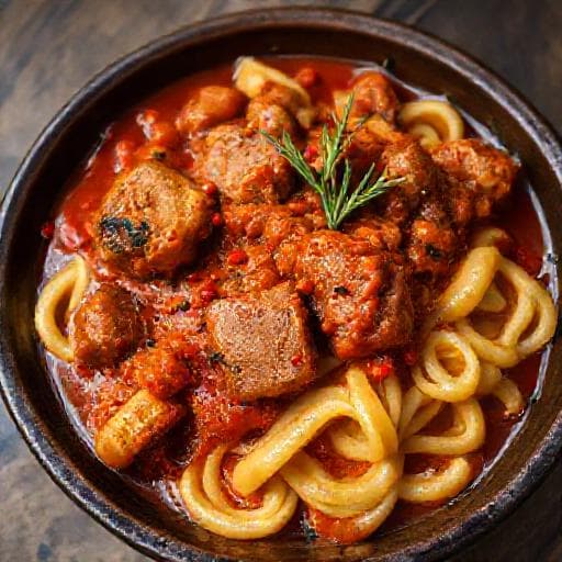 Šurlice with Spicy Pork Goulash